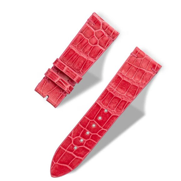 Premium Alligator Leather Band for Apple Watch - Red Pink